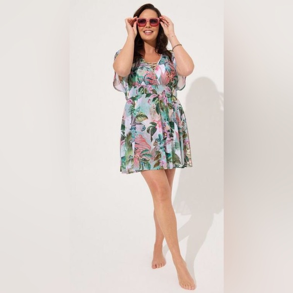 Mesh Smock Waist Coverup Dress size 2 - Picture 4 of 5